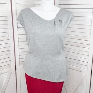 6th & LN Lane Bryant Asymmetrical Peplum Sleeveless Knit Top Grey 18‎